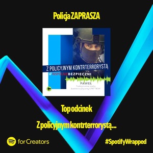 reklama policyjnych podcastów plakat z czarnym tłem i napisami