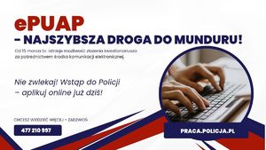 plakat z napisem ePUAp zgłoś się do Policji on line