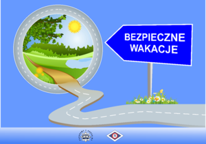 kierunkowskaz z napisem bezpieczne wakacje