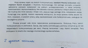 podziękowanie dla policjantów