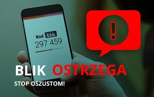 napis blik ostrzega