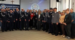 powitanie Komendanta Powiatowego Policji w Mońkach, na zdjęciach zaproszeni goście